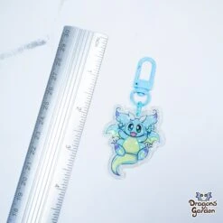 Blue Happy Dragon | Holographic Acrylic Keychain(Blue Happy Dragon Holographic Acrylic Keychain) -Dragons' Garden Dragons Garden AcrylicKeychainBlueHappyDragon1