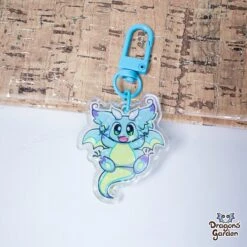 Blue Happy Dragon | Holographic Acrylic Keychain(Blue Happy Dragon Holographic Acrylic Keychain)