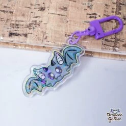 Gray And Purple Bat Dragon | Holographic Acrylic Keychain(Gray And Purple Bat Dragon Holographic Acrylic Keychain) -Dragons' Garden Dragons Garden AcrylicKeychainGrayPurpleBatDragon2