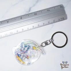 Moth Dragon And The Moon | Holographic Acrylic Keychain(Moth Dragon And The Moon Holographic Acrylic Keychain) -Dragons' Garden Dragons Garden AcrylicKeychainMothandtheMoonDragon1