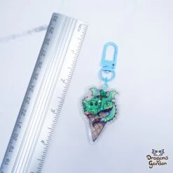Choco Mint Icecream Dragon | Holographic Acrylic Keychain(Choco Mint Icecream Dragon Holographic Acrylic Keychain) -Dragons' Garden Dragons Garden AcrylicKeychainPinkGreenMintDragon3