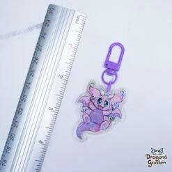 Pink Happy Dragon | Holographic Acrylic Keychain(Pink Happy Dragon Holographic Acrylic Keychain Copy) -Dragons' Garden Dragons Garden AcrylicKeychainPinkHappyDragon3