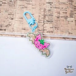 Strawberry Jeff Cookie Dragon | Holographic Acrylic Keychain(Strawberry Jeff Cookie Dragon Holographic Acrylic Keychain)