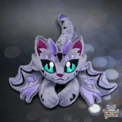 CUSTOM | Big And Small Dragon Cat Plushie(Custom Dragon Cat Plushie) -Dragons' Garden Dragons Garden BigDragonCatGrayPurple1