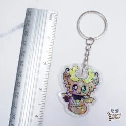 Brown And Purple Deer Dragon | Holographic Acrylic Keychain(Brown And Purple Deer Dragon Holographic Acrylic Keychain) -Dragons' Garden Dragons Garden DeerDragonAcrylicKey3