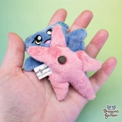 MAGNETIC | Dust Blue Fairy Flowers Micro Dragon Plushie(Magnetic Dust Blue Fairy Flowers Micro Dragon Plushie) -Dragons' Garden Dragons Garden FairyFlowerAngelMicroDragonJeansPink1