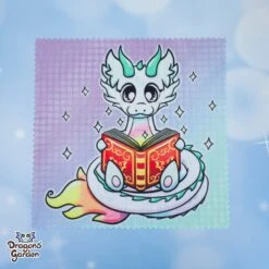 Book Reading Dragon | Microfiber Lens Cleaning Cloth(Book Reading Dragon Micro Fiber Lens Cleaning Cloth) -Dragons' Garden Dragons Garden MicroFiberClothBookDragon1