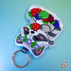 ITH Cottagecore Fruit Raccoon Charm Embroidery Pattern(Ith Cottagecore Fruit Racoon Charm Embroidery Pattern) -Dragons' Garden Dragons Garden RacoonFruitPlatterKeychain4