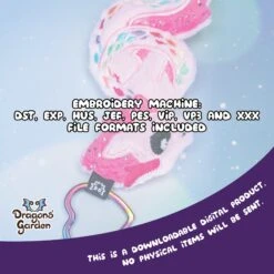 ITH Rainbow Long Dragon Charm Embroidery Pattern(Ith Rainbow Long Dragon Charm Embroidery Pattern) -Dragons' Garden Dragons Garden RainbowLongDragonkeychaincharmlisting2