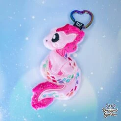 ITH Rainbow Long Dragon Charm Embroidery Pattern(Ith Rainbow Long Dragon Charm Embroidery Pattern) -Dragons' Garden Dragons Garden RainbowLongDragonkeychaincharmpinkfuchsiasparkle3