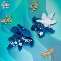 MAGNETIC | Blue And White Spring Bloom Micro Dragon Plushie(Magnetic Blue And White Spring Bloom Micro Dragon Plushie)