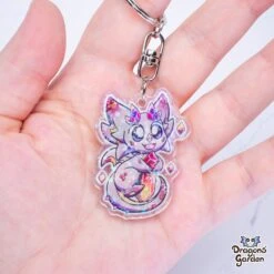 Ruby Mineral Dragon | Holographic Acrylic Keychain(Ruby Mineral Dragon Holographic Acrylic Keychain) -Dragons' Garden Dragons Garden SummerMysteriesrubydragonacrylickey3