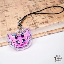 Pink Sweet Dragon Head | Glitter Acrylic Phone Strap(Pink Sweet Dragon Head Glitter Acrylic Phone Strap Copy)
