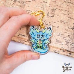 Bobba Tea Dragon | Glitter Acrylic Keychain(Bobba Tea Dragon Glitter Acrylic Keychain) -Dragons' Garden Dragons GardenAccessories2022BobbaTeaDragonAcrylicKey4