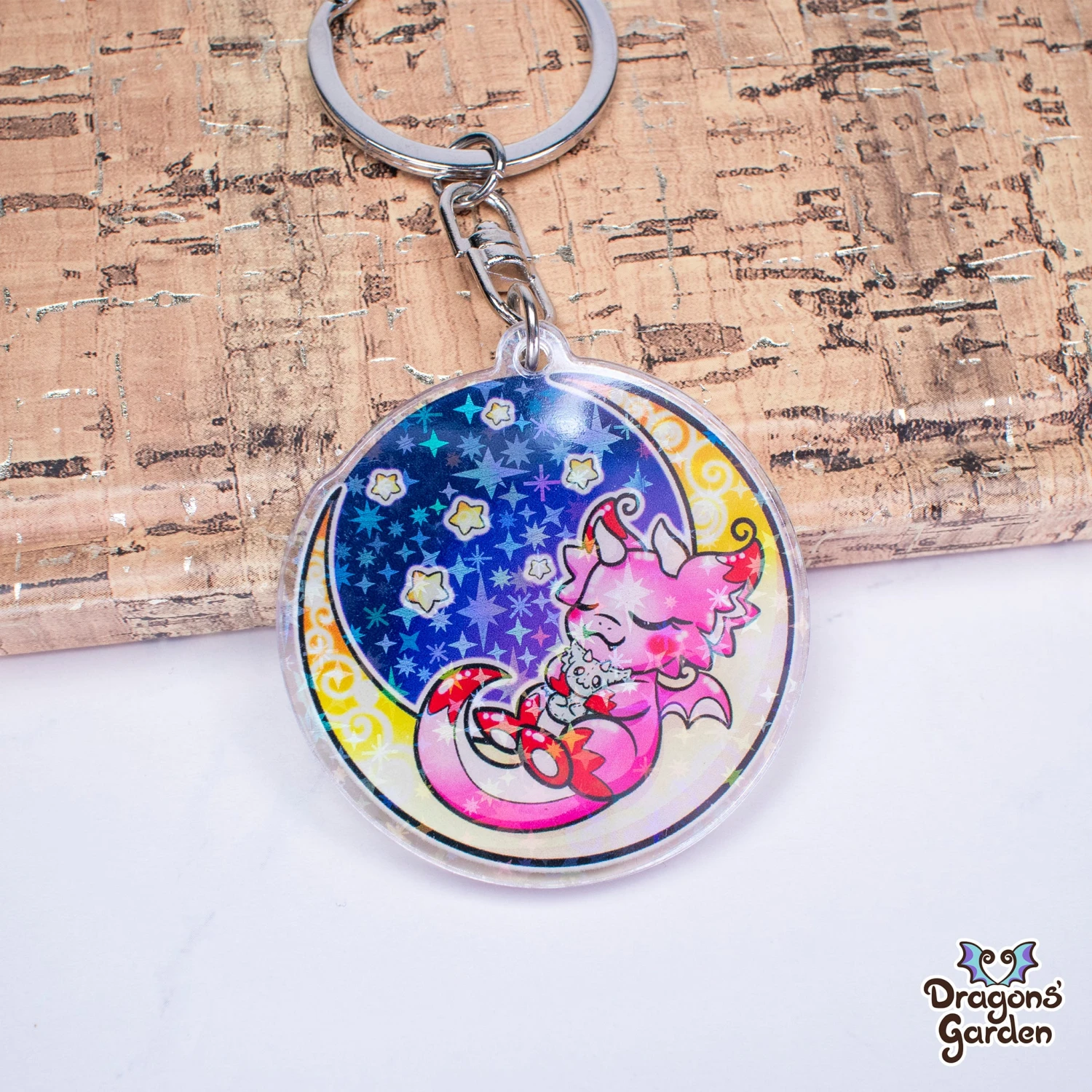 Sweet Plushie Dreams Dragon | Holographic Acrylic Keychain(Sweet Plushie Dreams Dragon Holographic Acrylic Keychain)