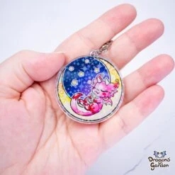 Sweet Plushie Dreams Dragon | Holographic Acrylic Keychain(Sweet Plushie Dreams Dragon Holographic Acrylic Keychain) -Dragons' Garden Dragons Garden Summer Mysteries moon plush dragon acrylic key 4