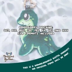 ITH Nessie Dino Charm Embroidery Pattern(Ith Nessie Dino Charm Embroidery Pattern) -Dragons' Garden NessieCharmPatternPlushListing2