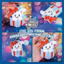 ITH Kitty In A Gift Box Charm Embroidery Pattern(Ith Kitty In A Gift Box Charm Embroidery Pattern)