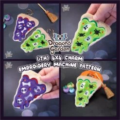 ITH Spooky Pizza Halloween Charm Embroidery Pattern(Ith Spooky Pizza Halloween Charm Embroidery Pattern)