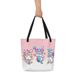 Circus Dragons | Big Tote Bag(Circus Dragons Big Tote Bag) -Dragons' Garden all over print large tote bag w pocket black back 670a57c42401b