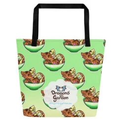 Chocolate Dubbel Vla Flip Dragon | Big Tote Bag(Chocolate Dubbel Vla Flip Dragon Big Tote Bag) -Dragons' Garden all over print large tote bag w pocket black back 670a5855a1833