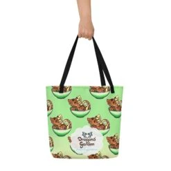 Chocolate Dubbel Vla Flip Dragon | Big Tote Bag(Chocolate Dubbel Vla Flip Dragon Big Tote Bag) -Dragons' Garden all over print large tote bag w pocket black back 670a5855a1c55