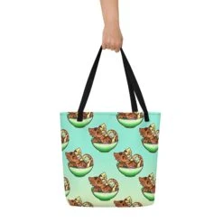 Chocolate Dubbel Vla Flip Dragon | Big Tote Bag(Chocolate Dubbel Vla Flip Dragon Big Tote Bag) -Dragons' Garden all over print large tote bag w pocket black front 670a5855a1b74