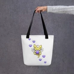 Jeff The Dragon With Hearts | Tote Bag(Jeff The Dragon With Hearts Tote Bag) -Dragons' Garden all over print tote bag black 15x15 front 670a575a7cb22