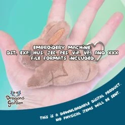ITH Chocolate Bunny Charm Embroidery Pattern(Ith Chocolate Bunny Charm Embroidery Pattern) -Dragons' Garden bunnynuggetkeylisting2