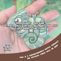 ITH Chameleon Lizard Charm Embroidery Pattern(Ith Chameleon Lizard Charm Embroidery Pattern) -Dragons' Garden chameleonlistingith2