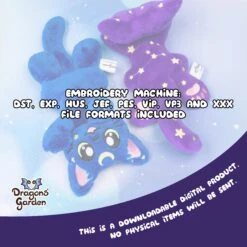 ITH Constellation Kitty Plushie Embroidery Pattern(Ith Constellation Kitty Plushie Embroidery Pattern) -Dragons' Garden constellationkittylisting4