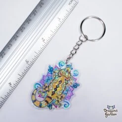 Flower Bearded Dragon | Holographic Acrylic Keychain(Flower Bearded Dragon Holographic Acrylic Keychain) -Dragons' Garden flower bearded dragon holographic acrylic keychain keychain dragons garden keychain 814479