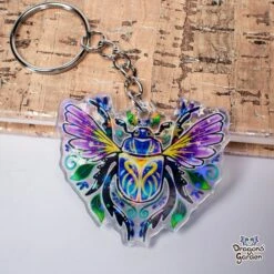 Flower Scarab Beetle | Holographic Acrylic Keychain(Flower Scarab Holographic Acrylic Keychain)