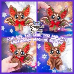 ITH Gingerbread Bat Plushie Embroidery Pattern(Ith Gingerbread Bat Plushie Embroidery Pattern)