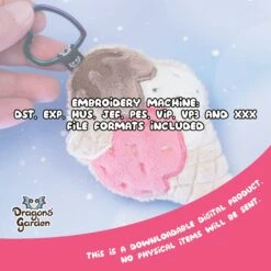 ITH Icecream Cone Charm Embroidery Pattern(Ith Icecream Cone Charm) -Dragons' Garden icecreamcharmlisting2