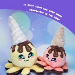 ITH 3D Icecream Octopus Plush Embroidery Pattern(Ith 3d Icecream Octopus Plush Embroidery Pattern) -Dragons' Garden icecreamoctopuslisting3