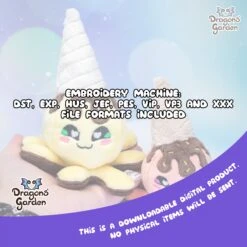 ITH 3D Icecream Octopus Plush Embroidery Pattern(Ith 3d Icecream Octopus Plush Embroidery Pattern) -Dragons' Garden icecreamoctopuslisting4