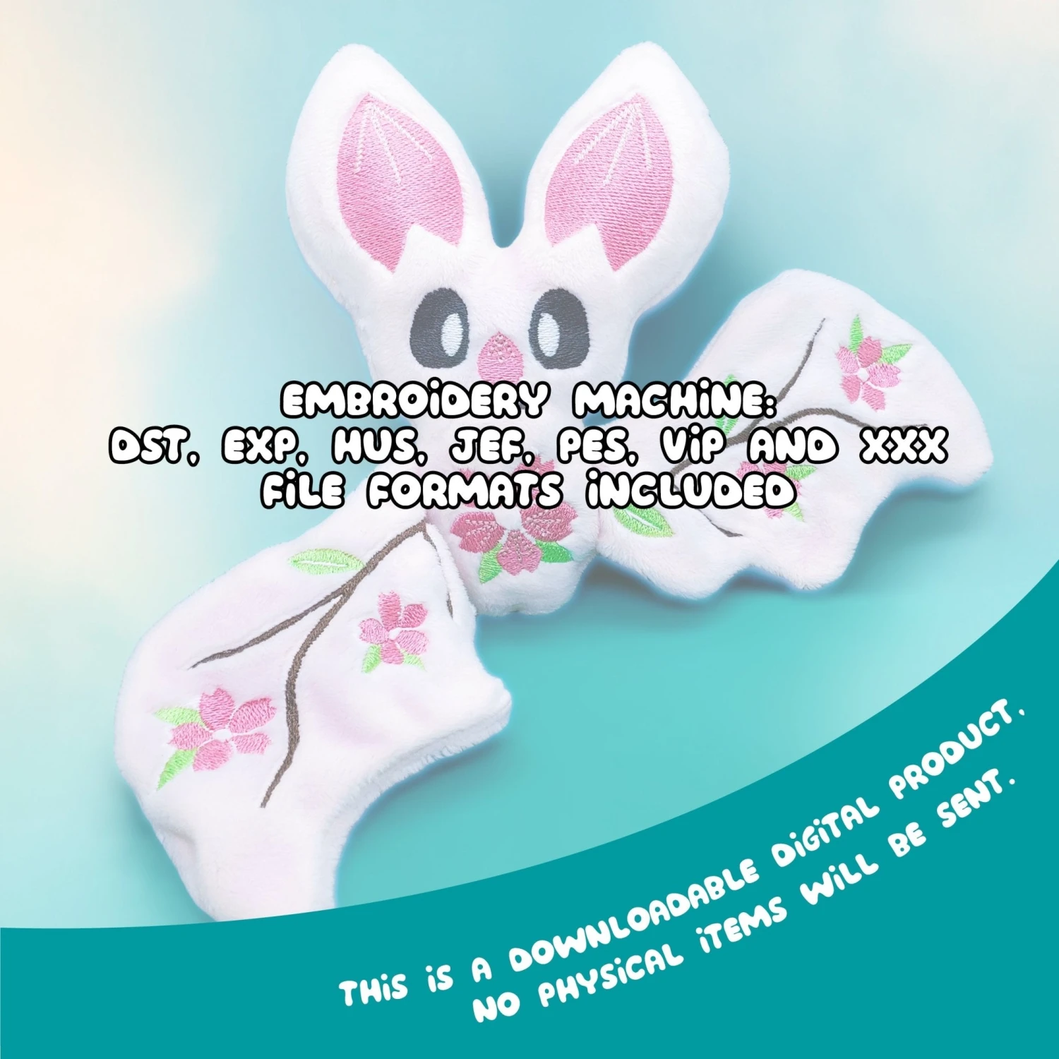 ITH Cherry Blossom Bat Plushie Embroidery Pattern(Ith Cherry Blossom Bat Plushie Embroidery Pattern) 7 ITH Cherry Blossom Bat Plushie Embroidery Pattern(Ith Cherry Blossom Bat Plushie Embroidery Pattern) - Image 7