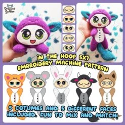 ITH Chibi Dolls In Animal Costumes Plushies Embroidery Pattern(Ith Chibi Dolls In Animal Costumes Plushies Embroidery Pattern)