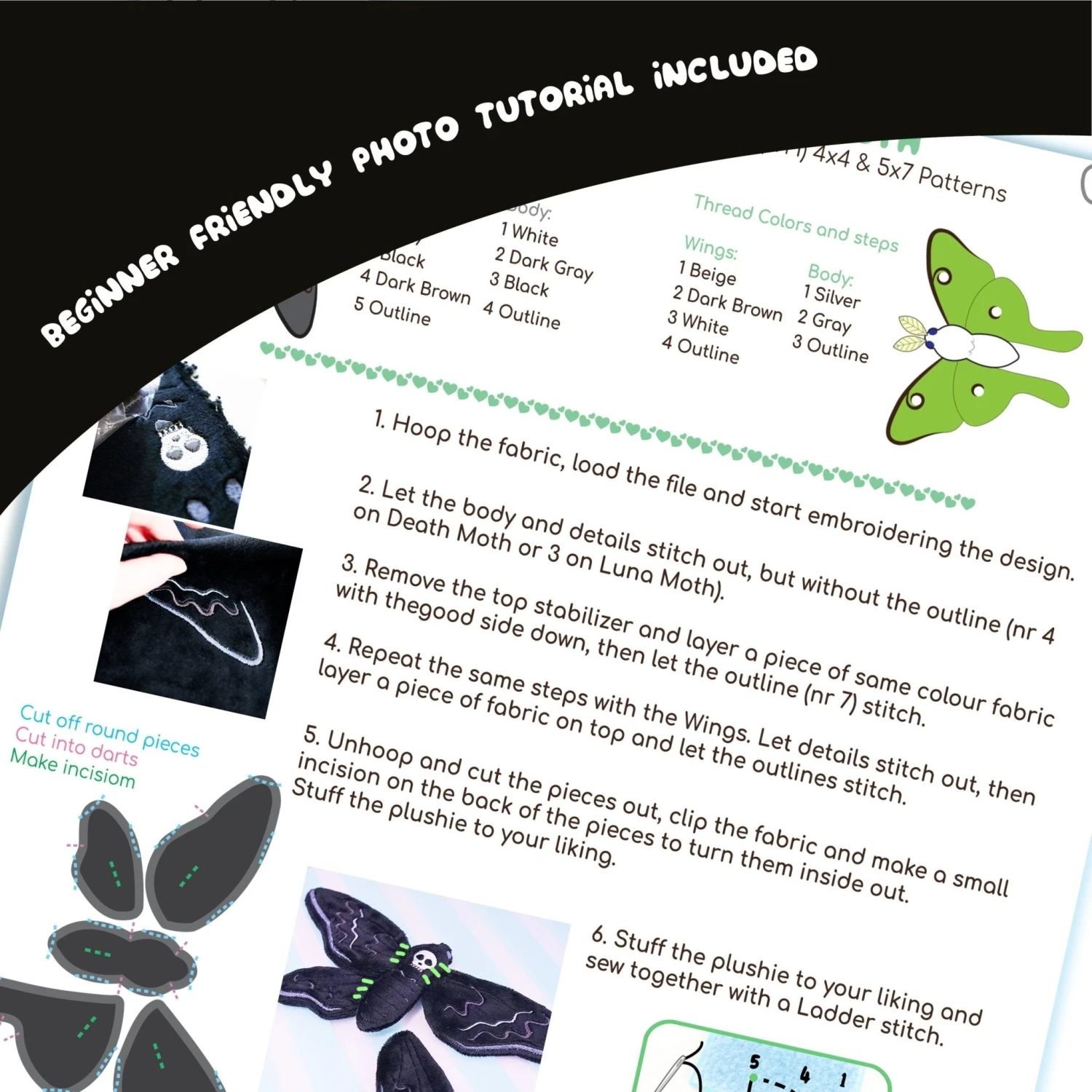 ITH Death Moth Plushie Embroidery Pattern(Ith Death Moth Plushies Embroidery Pattern) 2 ITH Death Moth Plushie Embroidery Pattern(Ith Death Moth Plushies Embroidery Pattern) - Image 2