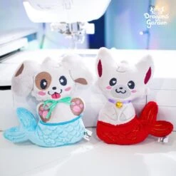 ITH Mermaid Kitty Plushie Embroidery Pattern| Double Sided(Ith Mermaid Kitty Plushie Embroidery Pattern) -Dragons' Garden ith mermaid kitty plushie embroidery pattern double sided pattern dragons garden 246945