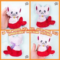 ITH Mermaid Kitty Plushie Embroidery Pattern| Double Sided(Ith Mermaid Kitty Plushie Embroidery Pattern)