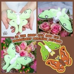 ITH Silk & Luna Moth Plushies Embroidery Pattern(Ith Silk Luna Moth Plushies Embroidery Pattern)