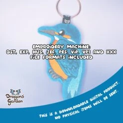 ITH Kingfisher Bird Charm Embroidery Pattern(Ith Kingfisher Bird Charm Embroidery Pattern) -Dragons' Garden listingKingfisherCharmPlush12