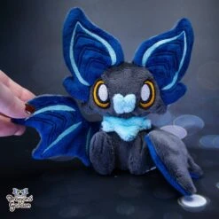 Medium Blue And Azure Sitting Bat Plushie(Medium Blue And Mint Yellow Sitting Bat Plushie) -Dragons' Garden medium blue and mint yellow sitting bat plushie plushie dragons garden original creation 321133