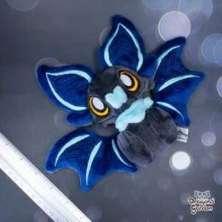 Medium Blue And Azure Sitting Bat Plushie(Medium Blue And Mint Yellow Sitting Bat Plushie) -Dragons' Garden medium blue and mint yellow sitting bat plushie plushie dragons garden original creation 455105