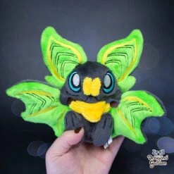 Medium Green And Yellow Sitting Bat Plushie(Medium Green And Yellow Sitting Bat Plushie)