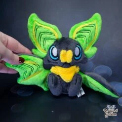 Medium Green And Yellow Sitting Bat Plushie(Medium Green And Yellow Sitting Bat Plushie) -Dragons' Garden medium green and yellow sitting bat plushie plushie dragons garden original creation 860924