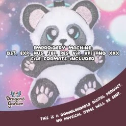 ITH Panda Bear Charm Embroidery Pattern(Ith Cute Panda Charm Embroidery Pattern) -Dragons' Garden panda key listing2