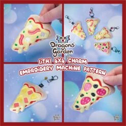 ITH Delicious Pizza Charm Embroidery Pattern(Ith Delicious Pizza Charm Embroidery Pattern)